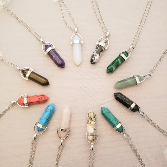 🌷Chakra crystal gemstone pendant necklace - silver - Picture 5 of 10